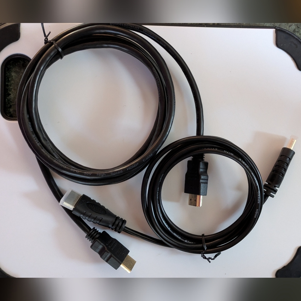 2 Pack Black HDMI Cables. 6 ft Each.